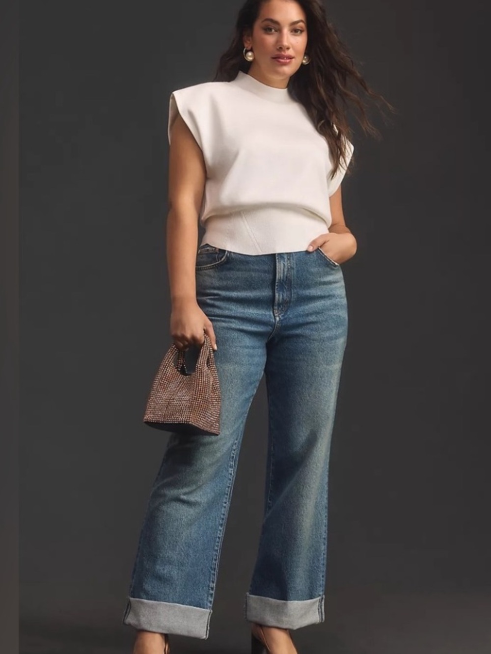 Anthropologie Pilcro Austyn High Rise Wide Leg Cuffed Jeans Size 28